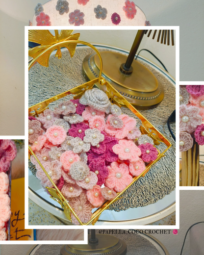 Mini Crochet Flowers with Pearl - pattern